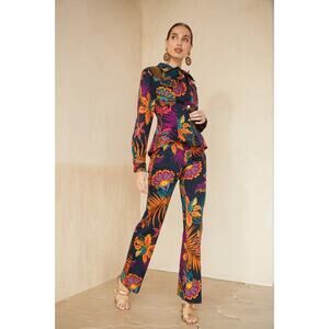 Trina Turk Danno Pant + Loretta Jacket Multicolor Floral Print Size 2